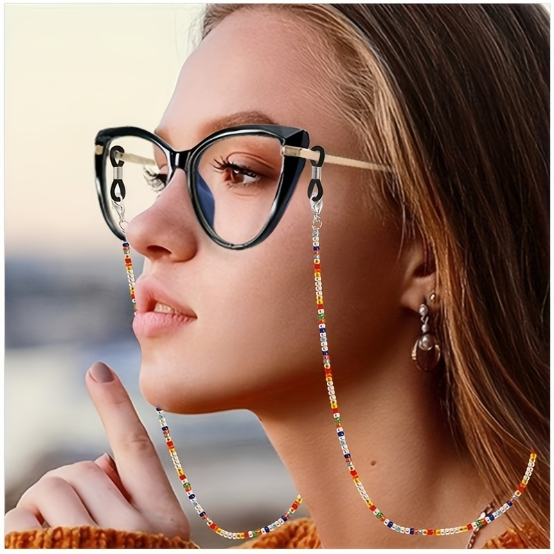 Mask Lanyard Adjustable - Boho Boncuklu Gözlük Askısı, Ayarlanabilir Kaymaz