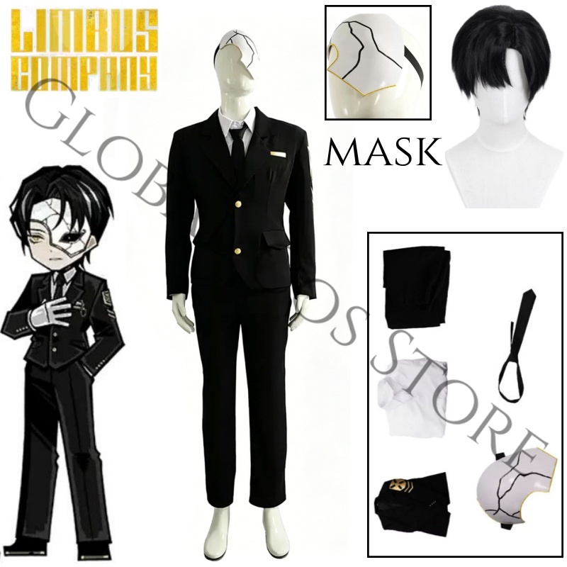 Black Face Mask Pack - Oyun Karakteri Rien Cosplay Kostümü Limbus