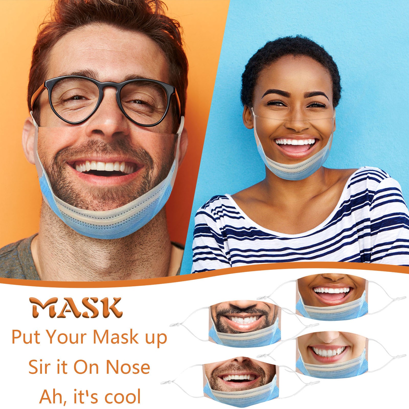 Cloth Face Mask Washable - Yetişkin Komik Ağız Maskesi Komik Kumaş