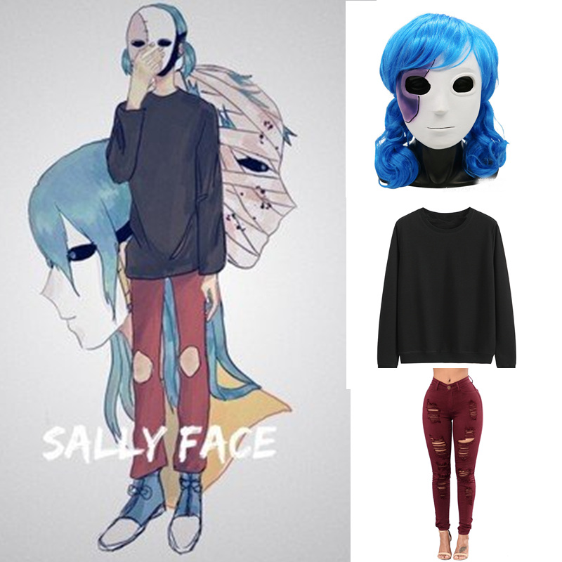 Black Face Mask Pack - Sıcak Anime oyunu Sally yüz Cosplay