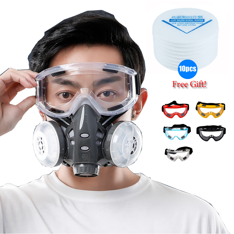 Kn95 Respirator Mask - Yarım Yüz Toz Maskesi Güvenlik Gözlükleri