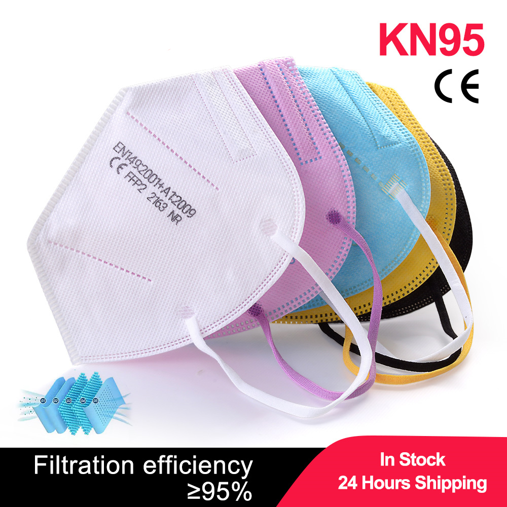 Black Face Mask Pack - 100 adet Çocuklar mascarillas fpp2 Siyah