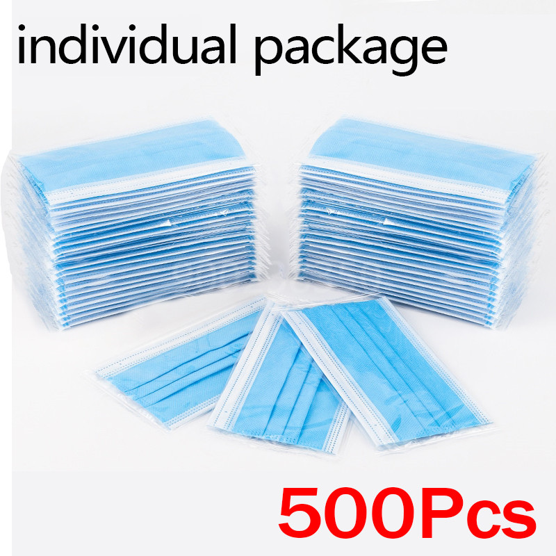 Disposable Mask Blue - 10-500 adet Tek Kullanımlık Yetişkinler bireysel