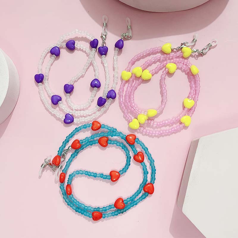 Mask Chain Holder - Trendy şeftali kalp Anti kayma okuma