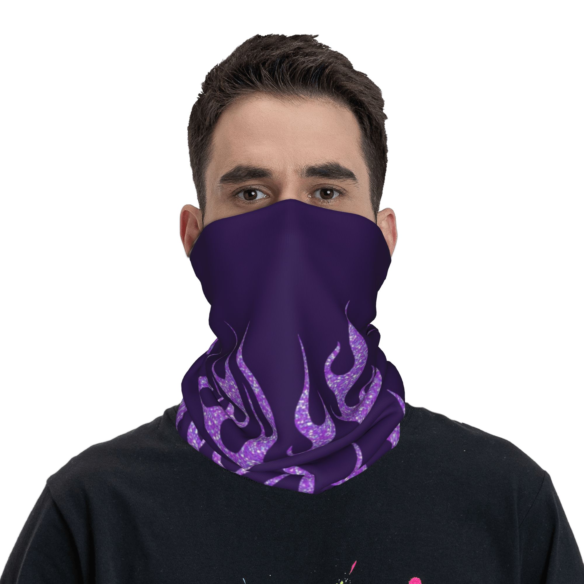 Özel Mor Glitter Alevler Banda - Neck Gaiter Face Cover incelemesi ve fiyatı
