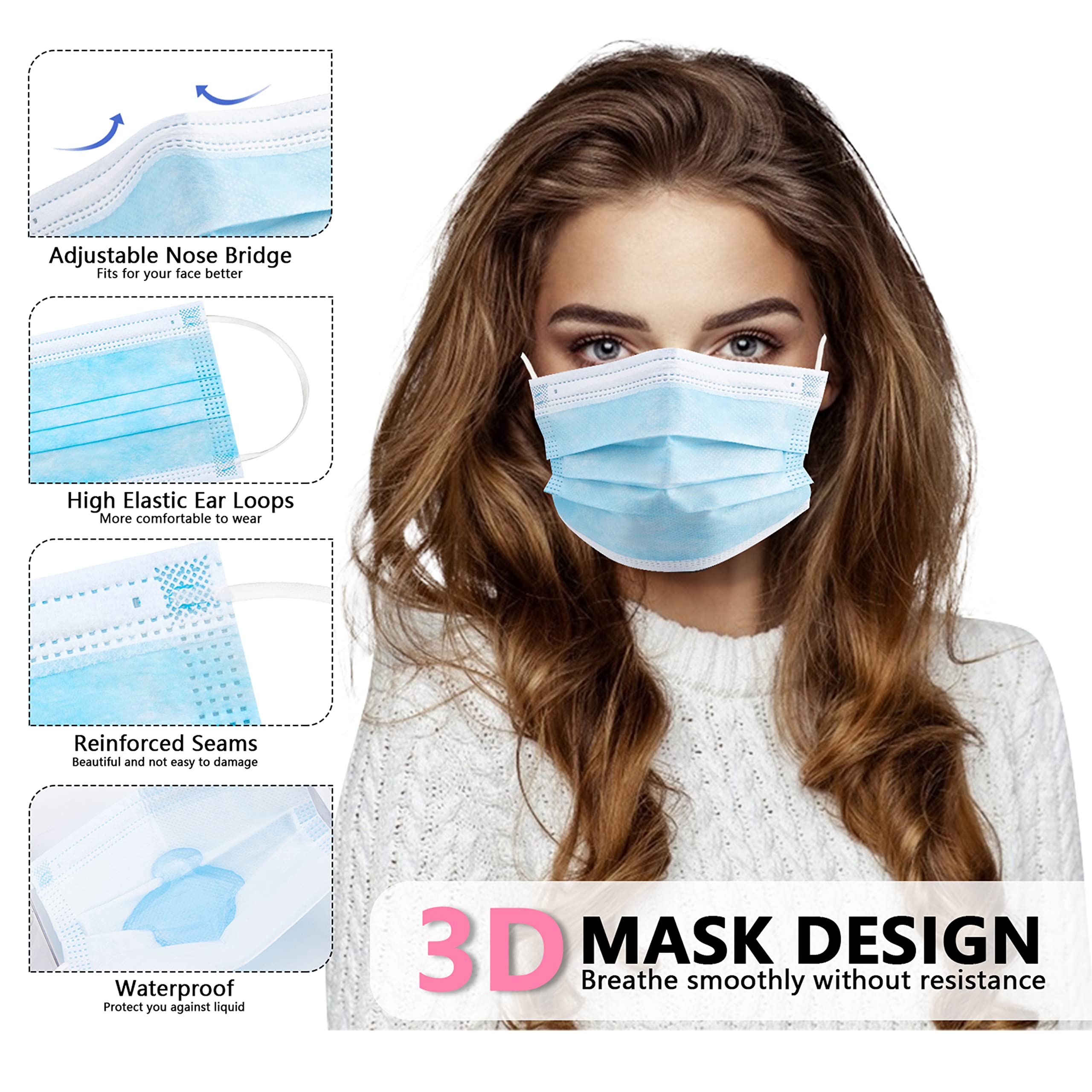 50/100 adet kutu mavi yüz mask - Disposable Mask Blue incelemesi ve fiyatı