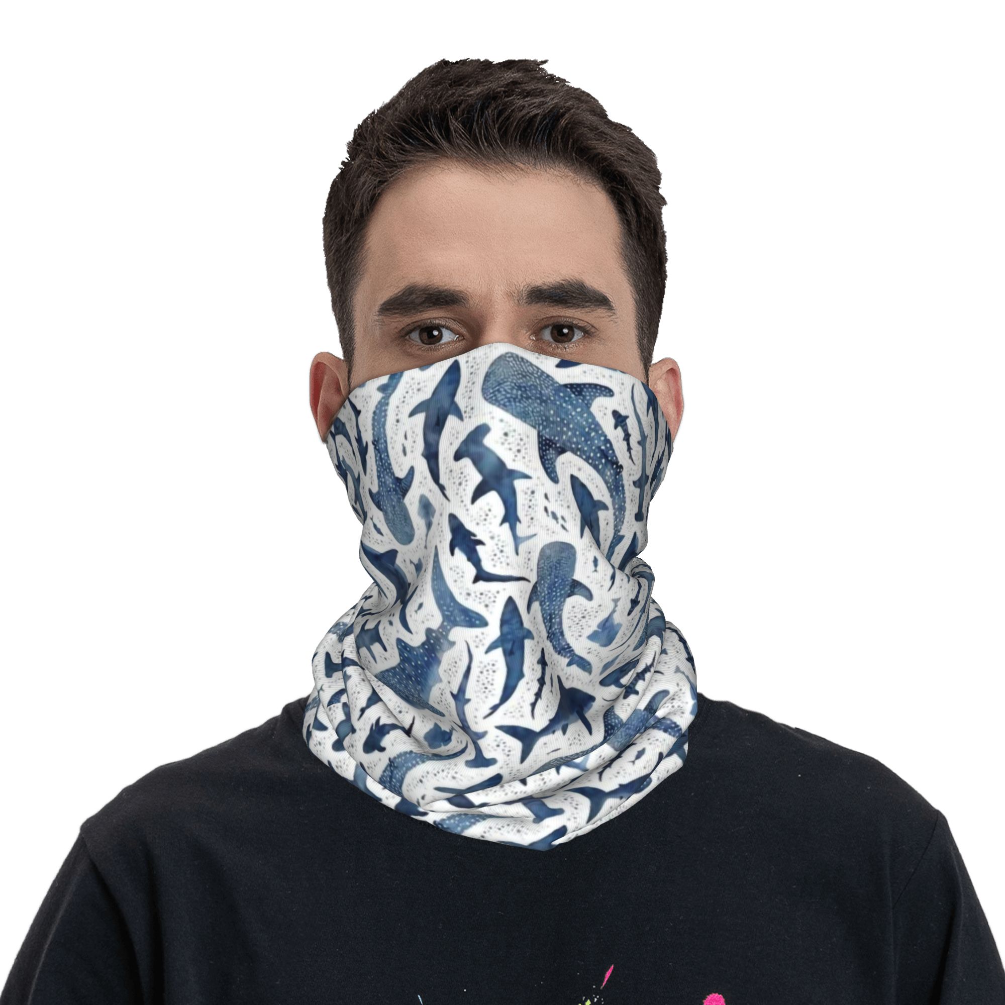 Özel Mavi Suluboya Köpekbalığı - Neck Gaiter Face Cover incelemesi ve fiyatı