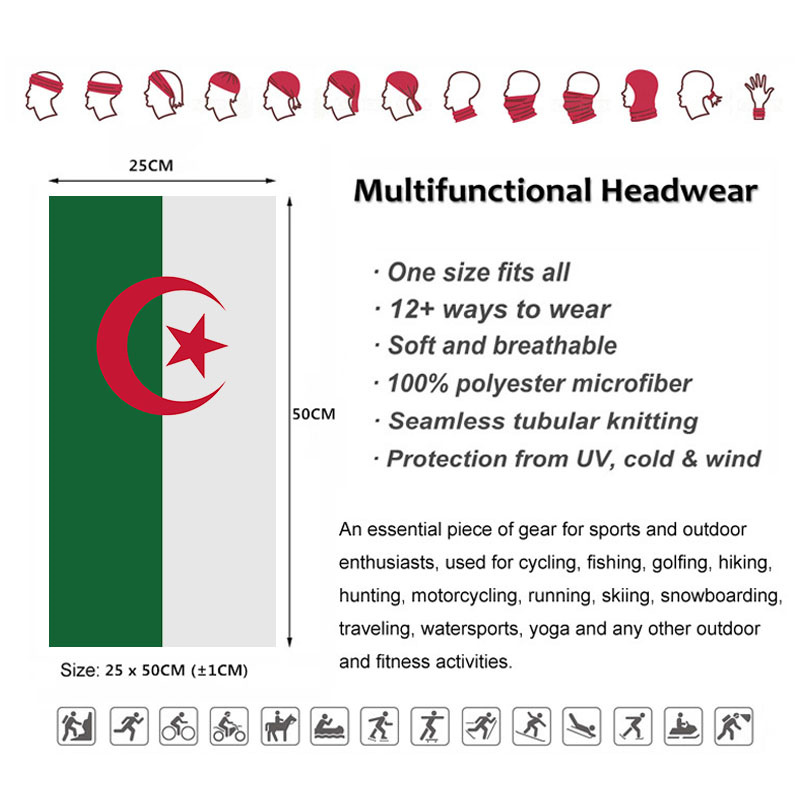 Cezayir bayrağı baskılı Bandan - Neck Gaiter Face Cover incelemesi ve fiyatı